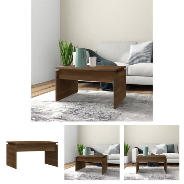 The Living Store sofabord 68x50x38 cm konstrueret træ brun egetræsfarve -  Sofaborde