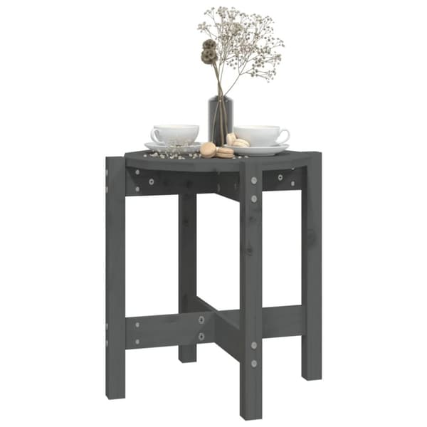 The Living Store Soffbord grå Ø 42,5x45 cm massiv furu -  Soffbord