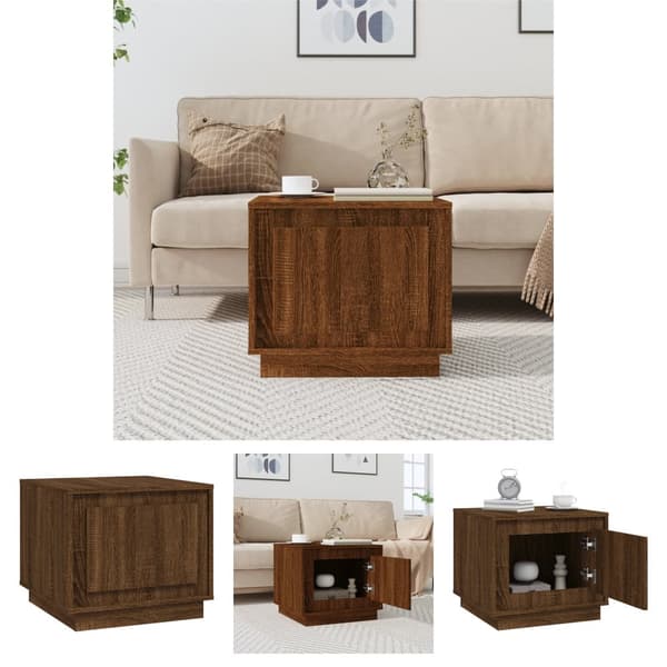 The Living Store sofabord 51x50x44 cm konstrueret træ brun egetræsfarve -  Sofaborde