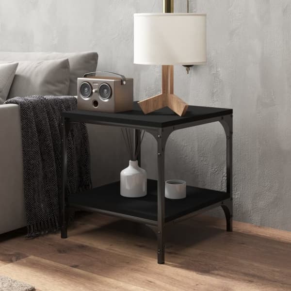The Living Store sideborde 2 stk. 40x40x40 cm konstrueret træ sort - Sofaborde