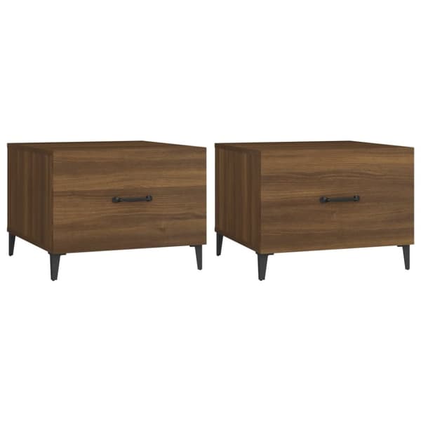 The Living Store sofaborde med metalben 2 stk. 50x50x40 cm brun egetræsfarve - Sofaborde