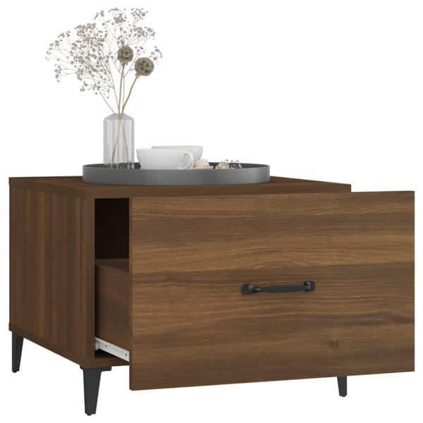 The Living Store sofaborde med metalben 2 stk. 50x50x40 cm brun egetræsfarve - Sofaborde