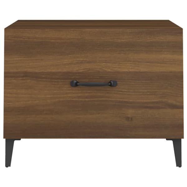 The Living Store sofaborde med metalben 2 stk. 50x50x40 cm brun egetræsfarve - Sofaborde