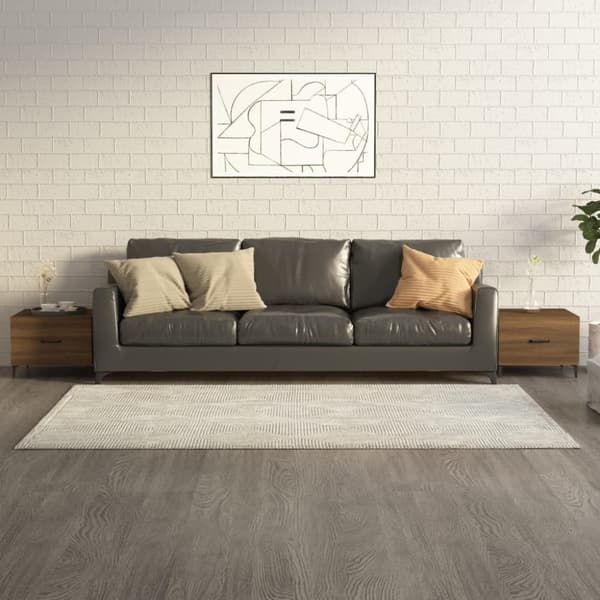 The Living Store sofaborde med metalben 2 stk. 50x50x40 cm brun egetræsfarve -  Sofaborde