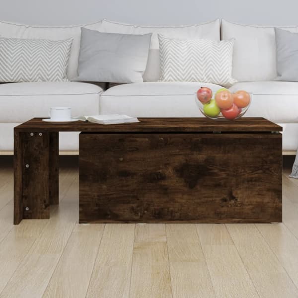 The Living Store sofabord 150x50x35 cm konstrueret træ røget egetræsfarve - Sofaborde