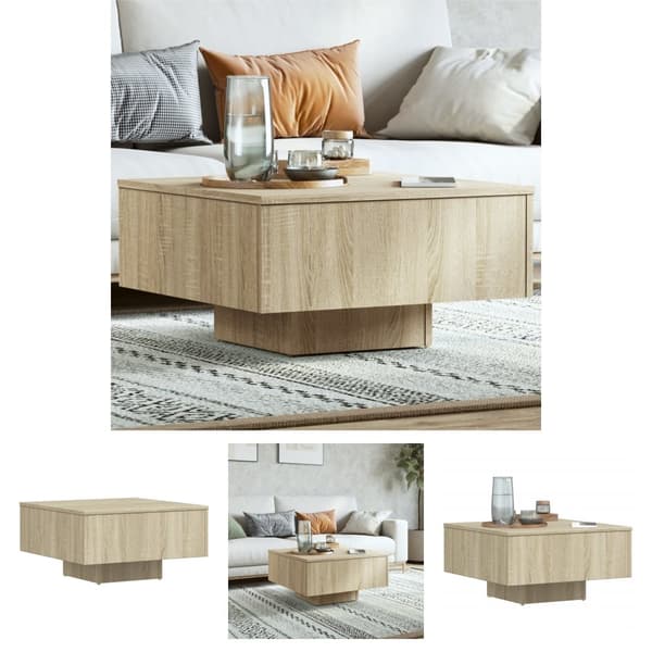 The Living Store Soffbord sonoma-ek 60x60x31,5 cm konstruerat trä - Soffbord