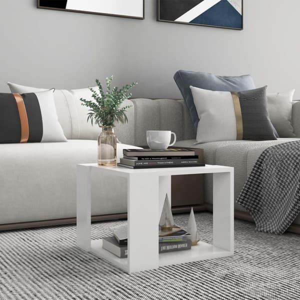The Living Store Soffbord vit 40x40x30 cm konstruerat trä -  Soffbord