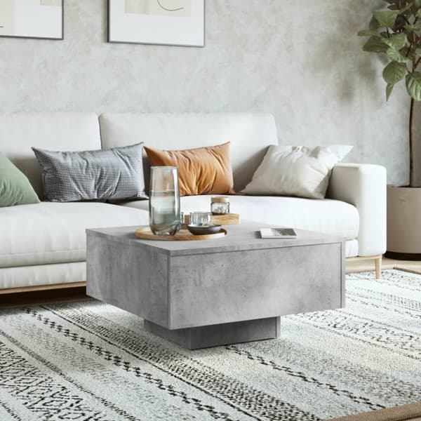 The Living Store Soffbord betonggrå 60x60x31,5 cm spånskiva -  Soffbord