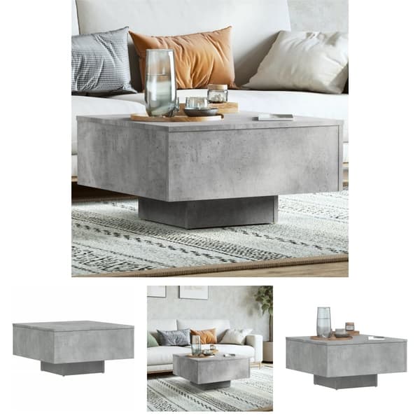 The Living Store Soffbord betonggrå 60x60x31,5 cm spånskiva - Soffbord