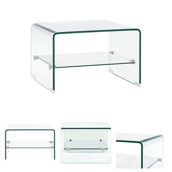 The Living Store sofabord 50 x 45 x 33 cm hærdet glas transparent - Sofaborde