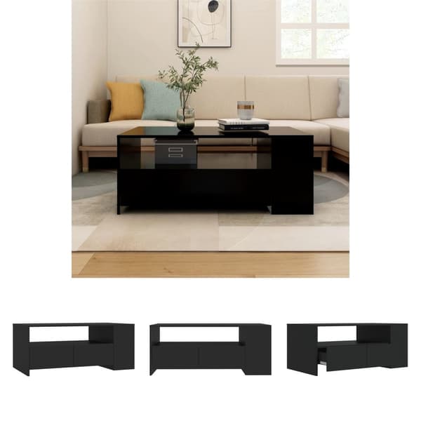 The Living Store sofabord 102x55x42 cm konstrueret træ sort -  Sofaborde
