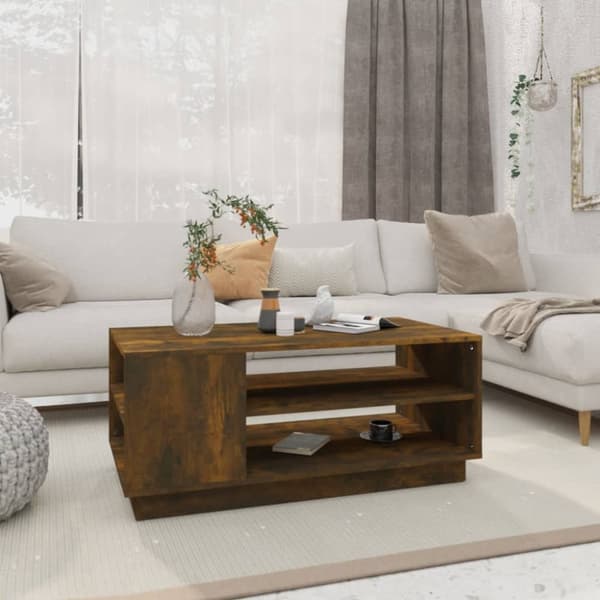 The Living Store Sohvapöytä savutammi 102x55x43 cm tekninen puu - Kahvipöydät