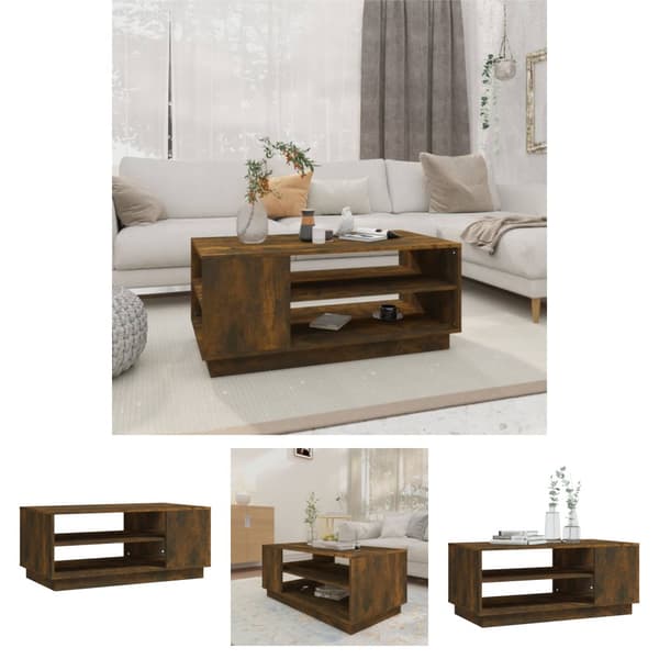 The Living Store Sohvapöytä savutammi 102x55x43 cm tekninen puu -  Kahvipöydät