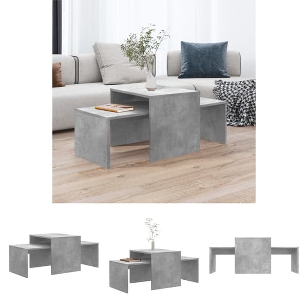 The Living Store sofabordssæt 100x48x40 cm konstrueret træ betongrå - Sofaborde