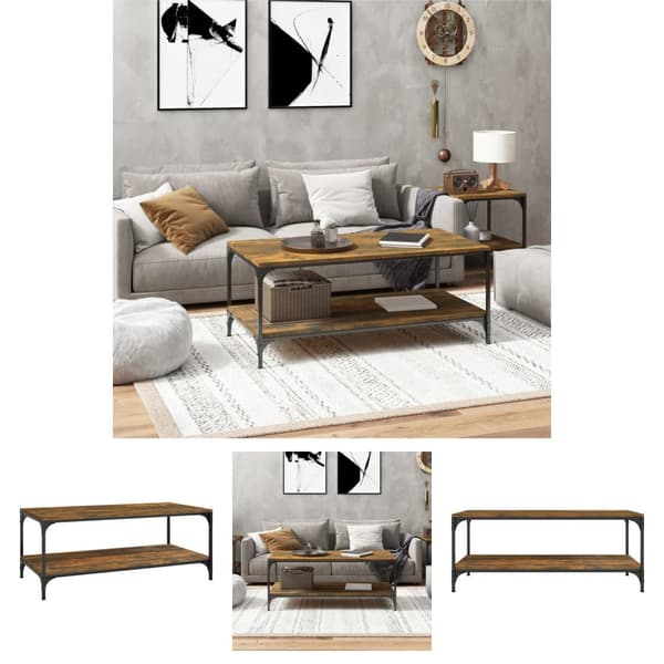 The Living Store sofabord 100x50x40 cm konstrueret træ røget egetræsfarve - Sofaborde