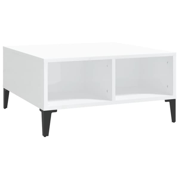 The Living Store Soffbord vit högglans 60x60x30 cm spånskiva -  Soffbord
