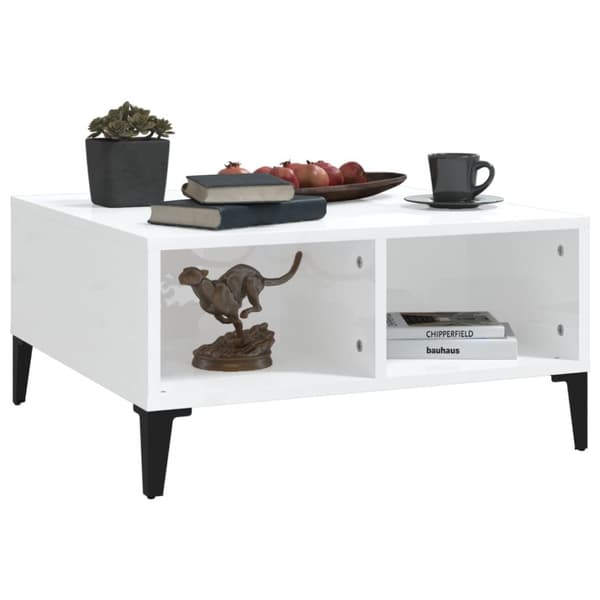 The Living Store Soffbord vit högglans 60x60x30 cm spånskiva -  Soffbord