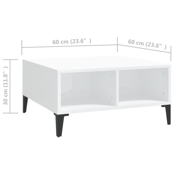 The Living Store Soffbord vit högglans 60x60x30 cm spånskiva -  Soffbord