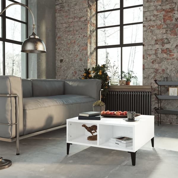 The Living Store Soffbord vit högglans 60x60x30 cm spånskiva -  Soffbord