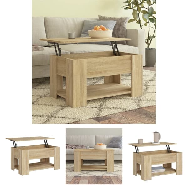The Living Store sofabord 79x49x41 cm konstrueret træ sonoma-eg -  Sofaborde