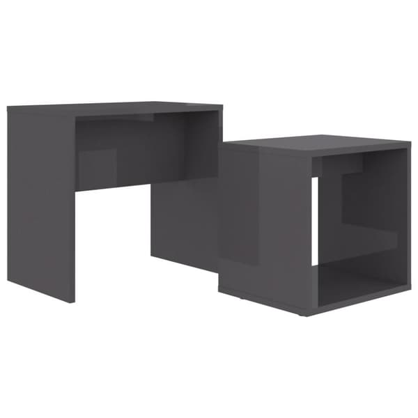 The Living Store Soffbord set grå högglans 48x30x45 cm konstruerat trä -  Soffbord