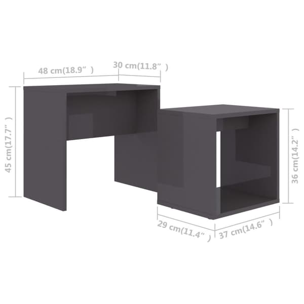 The Living Store Soffbord set grå högglans 48x30x45 cm konstruerat trä - Soffbord