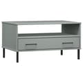 Miniatyrbillede 3 af 9: The Living Store sofabord med metalben OSLO 85x50x45 cm massivt træ grå -  Sofaborde