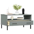 Miniatyrbillede 4 af 9: The Living Store sofabord med metalben OSLO 85x50x45 cm massivt træ grå -  Sofaborde