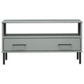 Miniatyrbillede 5 af 9: The Living Store sofabord med metalben OSLO 85x50x45 cm massivt træ grå -  Sofaborde