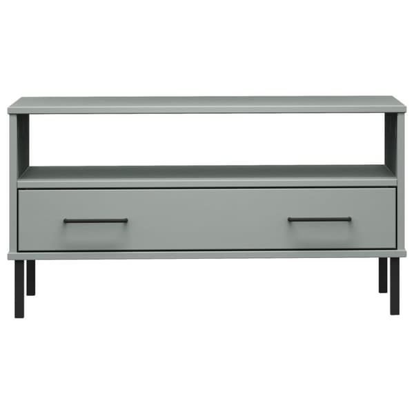 The Living Store sofabord med metalben OSLO 85x50x45 cm massivt træ grå -  Sofaborde