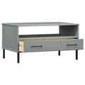 Miniatyrbillede 6 af 9: The Living Store sofabord med metalben OSLO 85x50x45 cm massivt træ grå -  Sofaborde