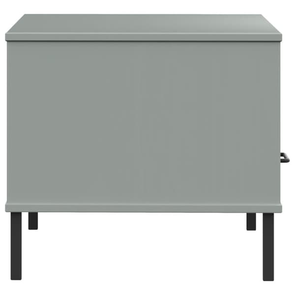 The Living Store sofabord med metalben OSLO 85x50x45 cm massivt træ grå -  Sofaborde