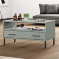 Miniatyrbillede 2 af 9: The Living Store sofabord med metalben OSLO 85x50x45 cm massivt træ grå -  Sofaborde