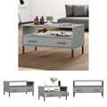 Miniatyrbillede 1 af 9: The Living Store sofabord med metalben OSLO 85x50x45 cm massivt træ grå -  Sofaborde