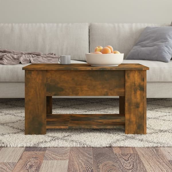 The Living Store sofabord 79x49x41 cm konstrueret træ røget egetræ - Sofaborde