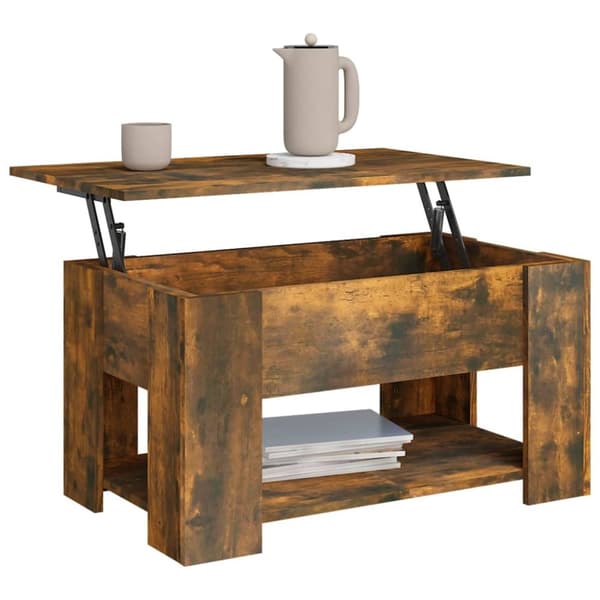 The Living Store sofabord 79x49x41 cm konstrueret træ røget egetræ - Sofaborde