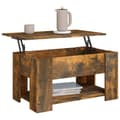 Miniatyrbillede 5 af 9: The Living Store sofabord 79x49x41 cm konstrueret træ røget egetræ -  Sofaborde