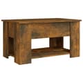 Miniatyrbillede 6 af 9: The Living Store sofabord 79x49x41 cm konstrueret træ røget egetræ -  Sofaborde