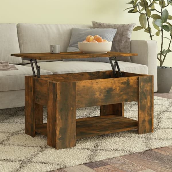 The Living Store sofabord 79x49x41 cm konstrueret træ røget egetræ - Sofaborde