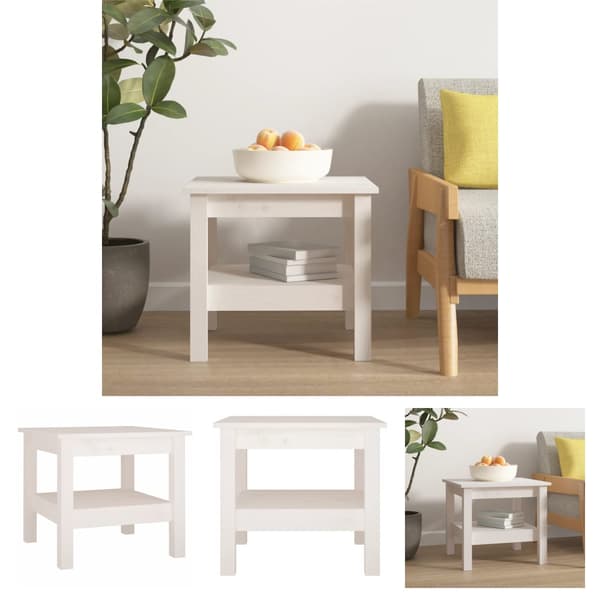 The Living Store Soffbord vit 45x45x40 cm massivt furu - Soffbord