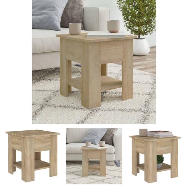 The Living Store Soffbord sonoma-ek 40x40x42 cm konstruerat trä - Soffbord