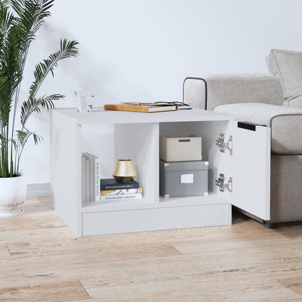 The Living Store Soffbord vit 50x50x36 cm konstruerat trä -  Soffbord