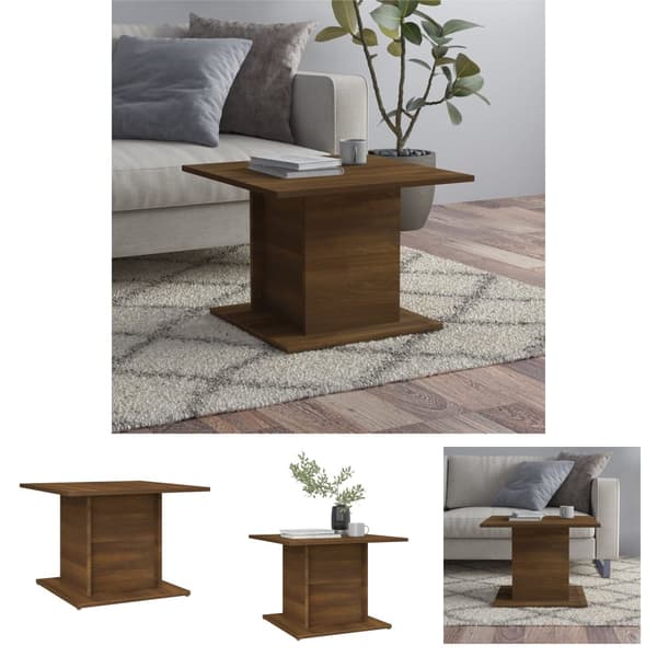 The Living Store Soffbord brun ek 55,5x55,5x40 cm spånskiva - Soffbord