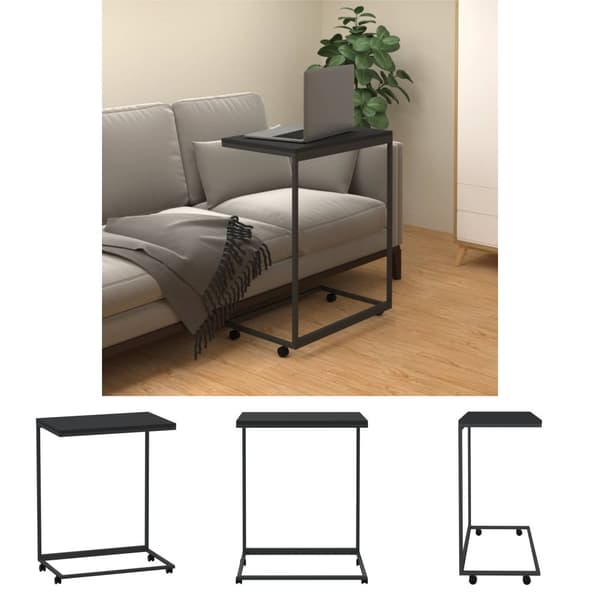 The Living Store sidebord med hjul 55x35x70 cm konstrueret træ sort -  Sofaborde