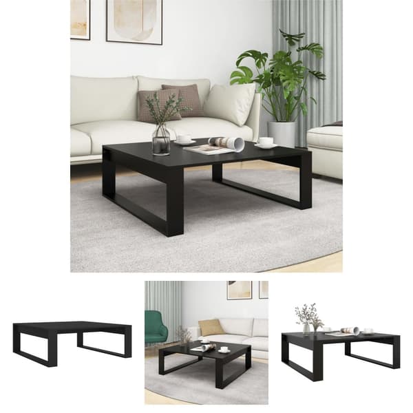 The Living Store sofabord 100x100x35 cm konstrueret træ sort - Sofaborde