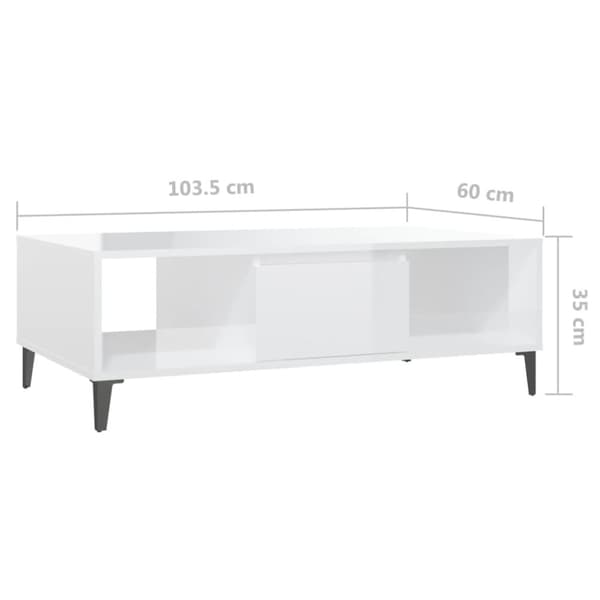 The Living Store Soffbord vit högglans 103,5x60x35 cm spånskiva -  Soffbord