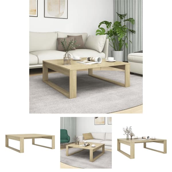 The Living Store sofabord 100x100x35 cm konstrueret træ røget egetræsfarve -  Sofaborde
