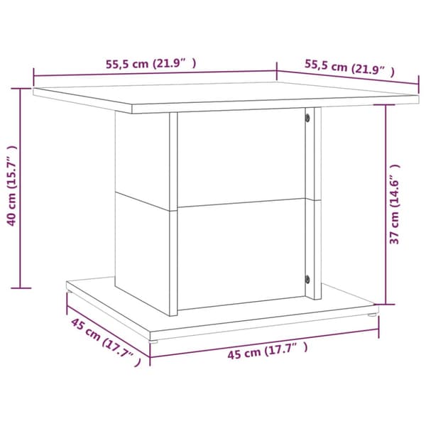 The Living Store Soffbord rökfärgad ek 55,5x55,5x40 cm spånskiva - Soffbord
