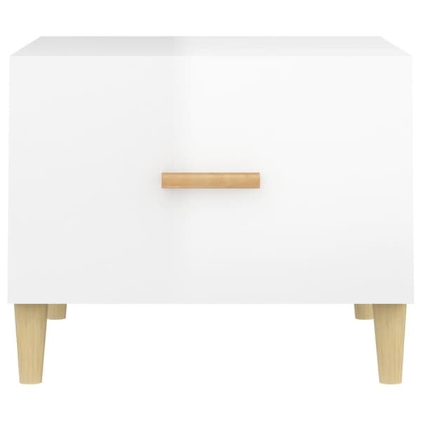 The Living Store sofabord 50x50x40 cm konstrueret træ hvid højglans - Sofaborde