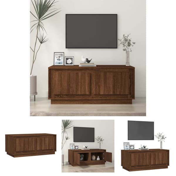 The Living Store sofabord 102x50x44 cm konstrueret træ brun egetræsfarve -  Sofaborde